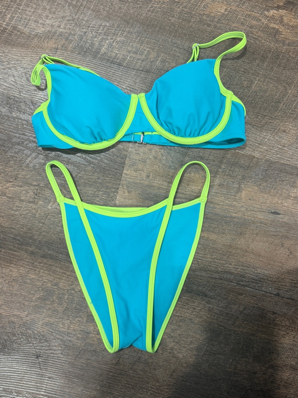wild fable Teal Bikini with Neon Lime Trim